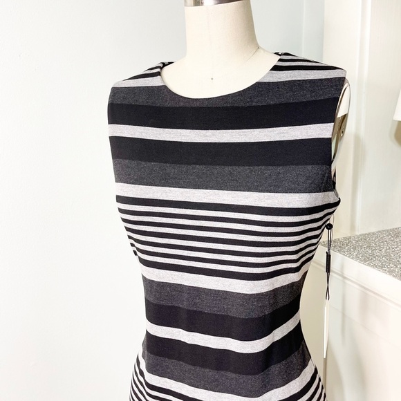 Calvin Klein Striped Sheath Dress Black & Gray Size 2 XS Nwt - Picture 5 of 11